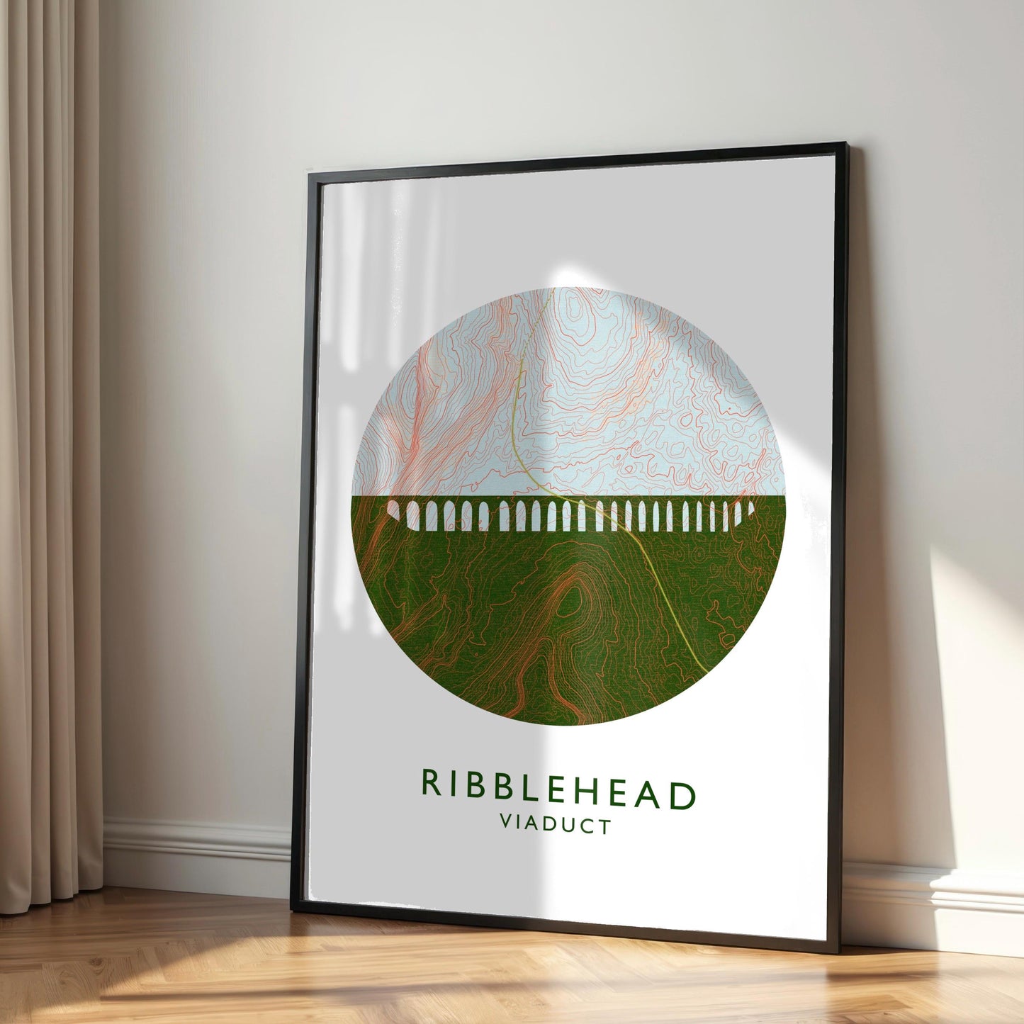 Ribblehead Viaduct Topography Silhouette | Yorkshire print | Yorkshire Dales Art