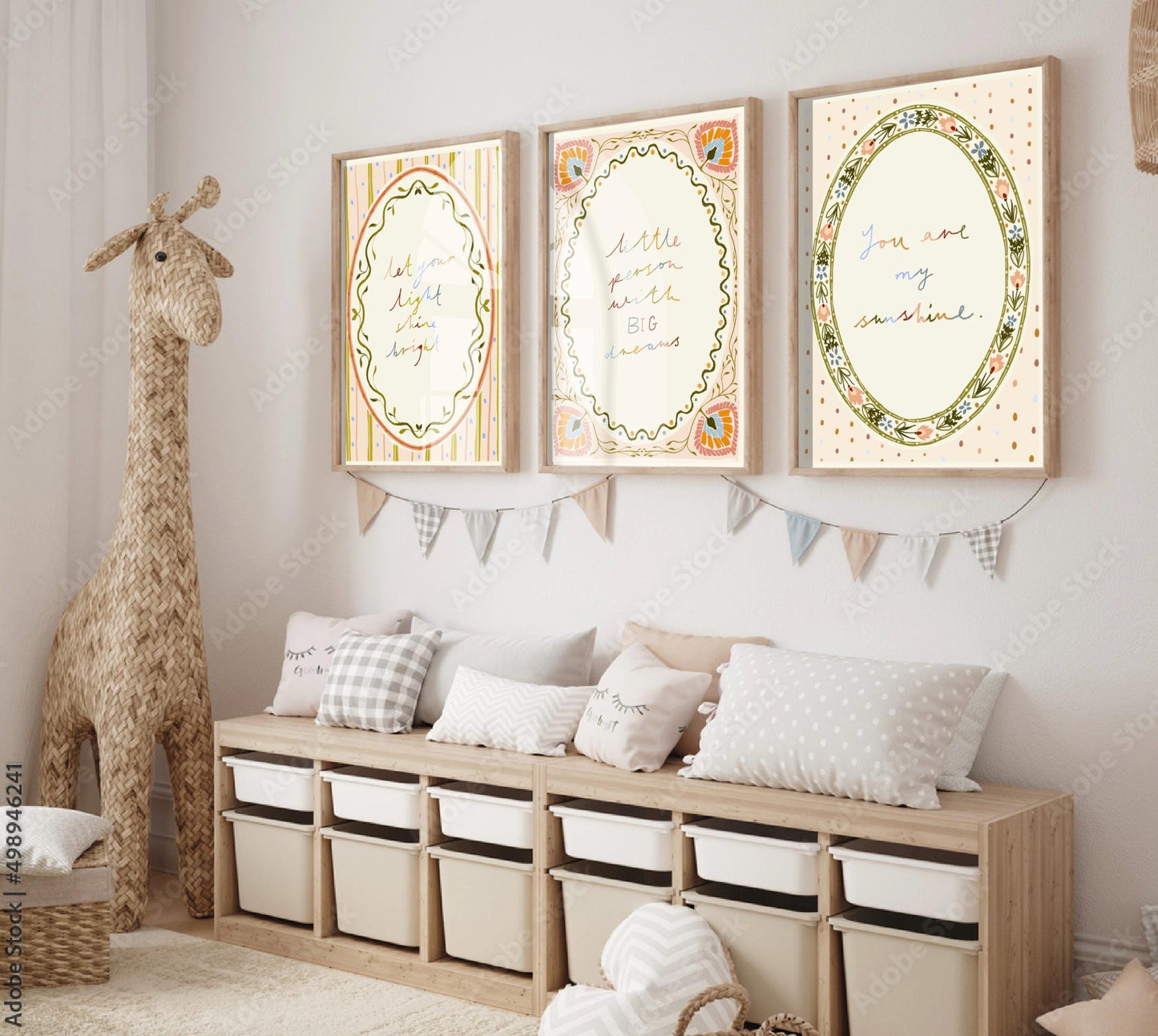 Folk floral Print: Let Your Light Shine Bright | Watercolour boho-style floral illustration