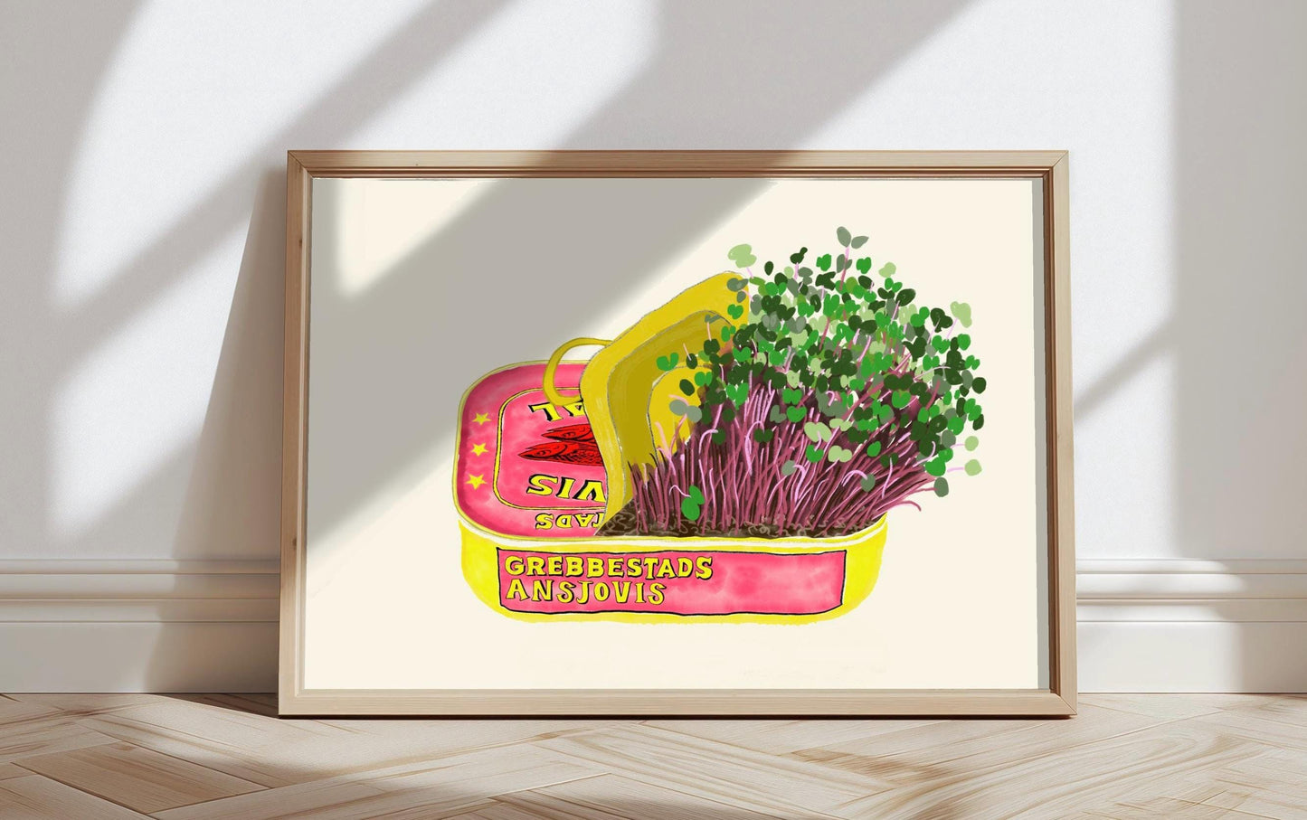 Sardine Tin Microgreen Art Print: Retro Kitchen Wall Decor