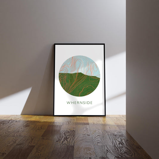 Yorkshire Three Peaks Whernside Topography Silhouette | Hiking | Outdoors | Nature | Yorkshire print