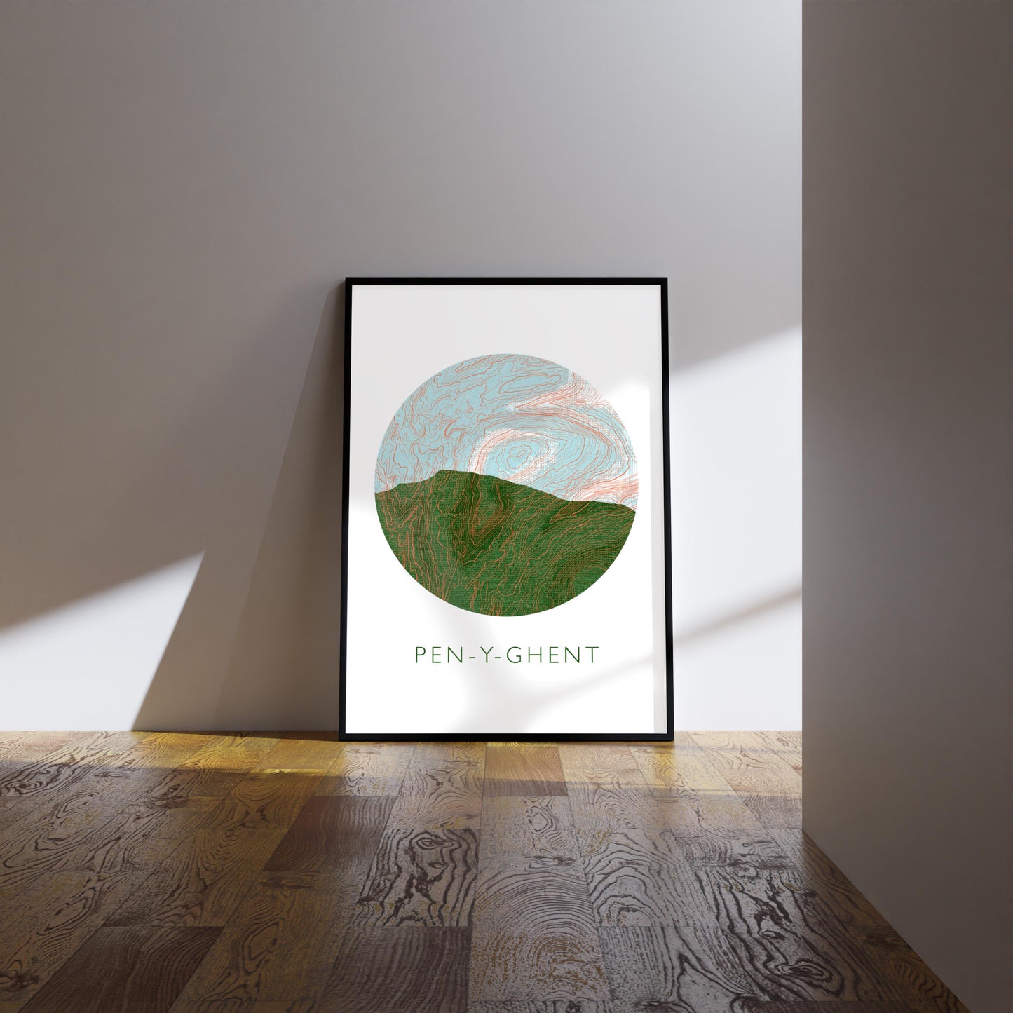 Yorkshire Three Peaks Pen-y-Ghent Topography Silhouette | Hiking | Outdoors | Nature | Yorkshire print
