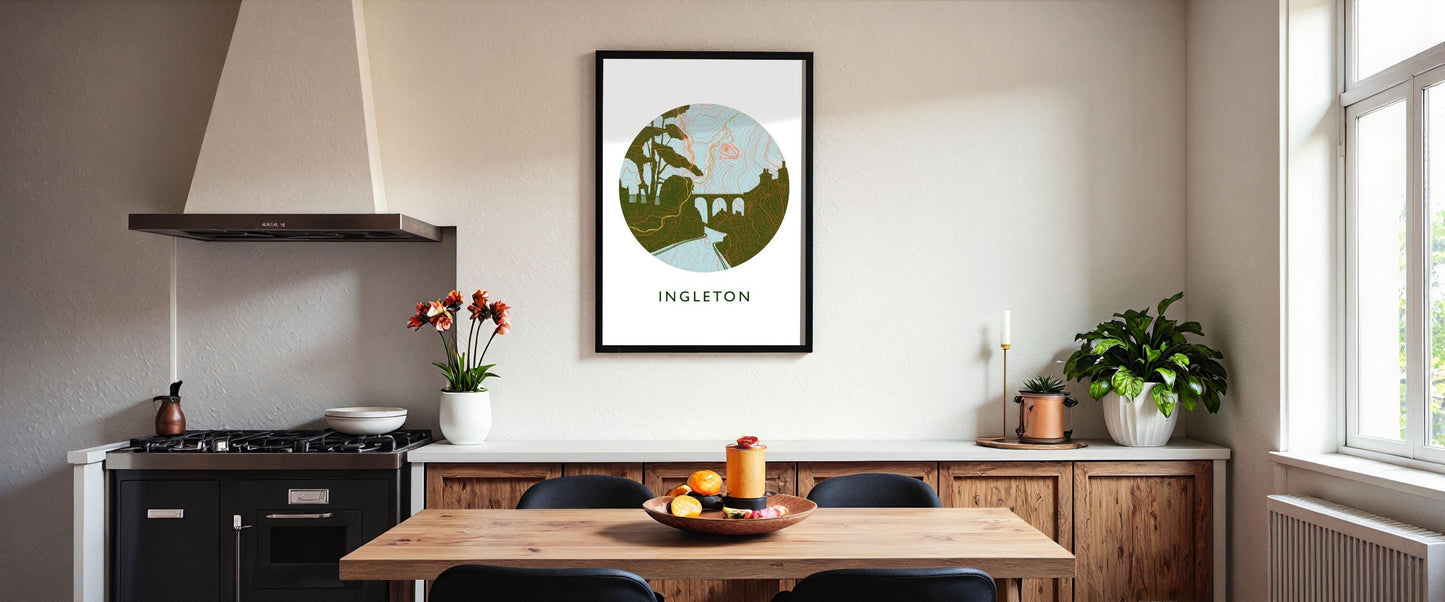 Ingleton Topography Viaduct Silhouette | Yorkshire print | Yorkshire Dales Art