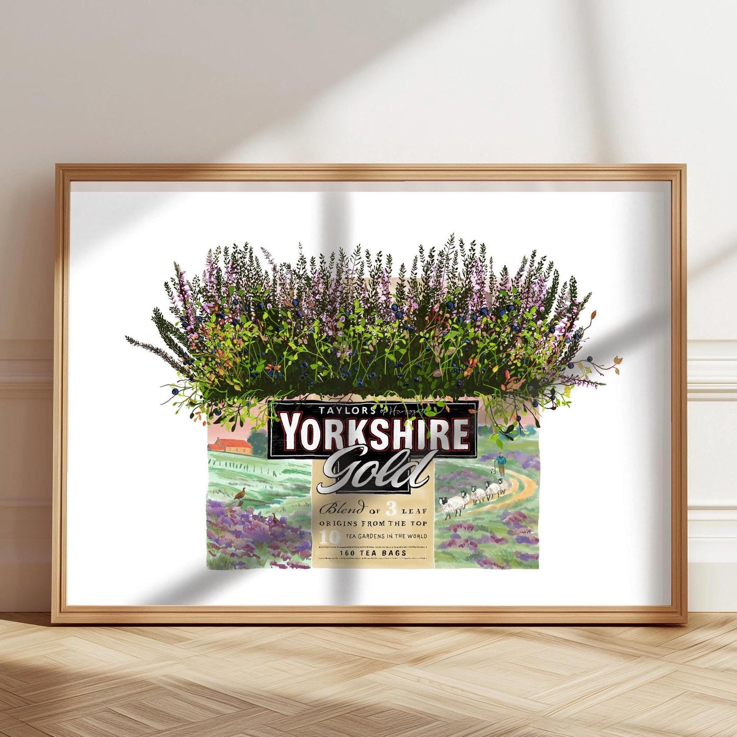Yorkshire Gold Tea Art Print: Heather and Bibury Flowers