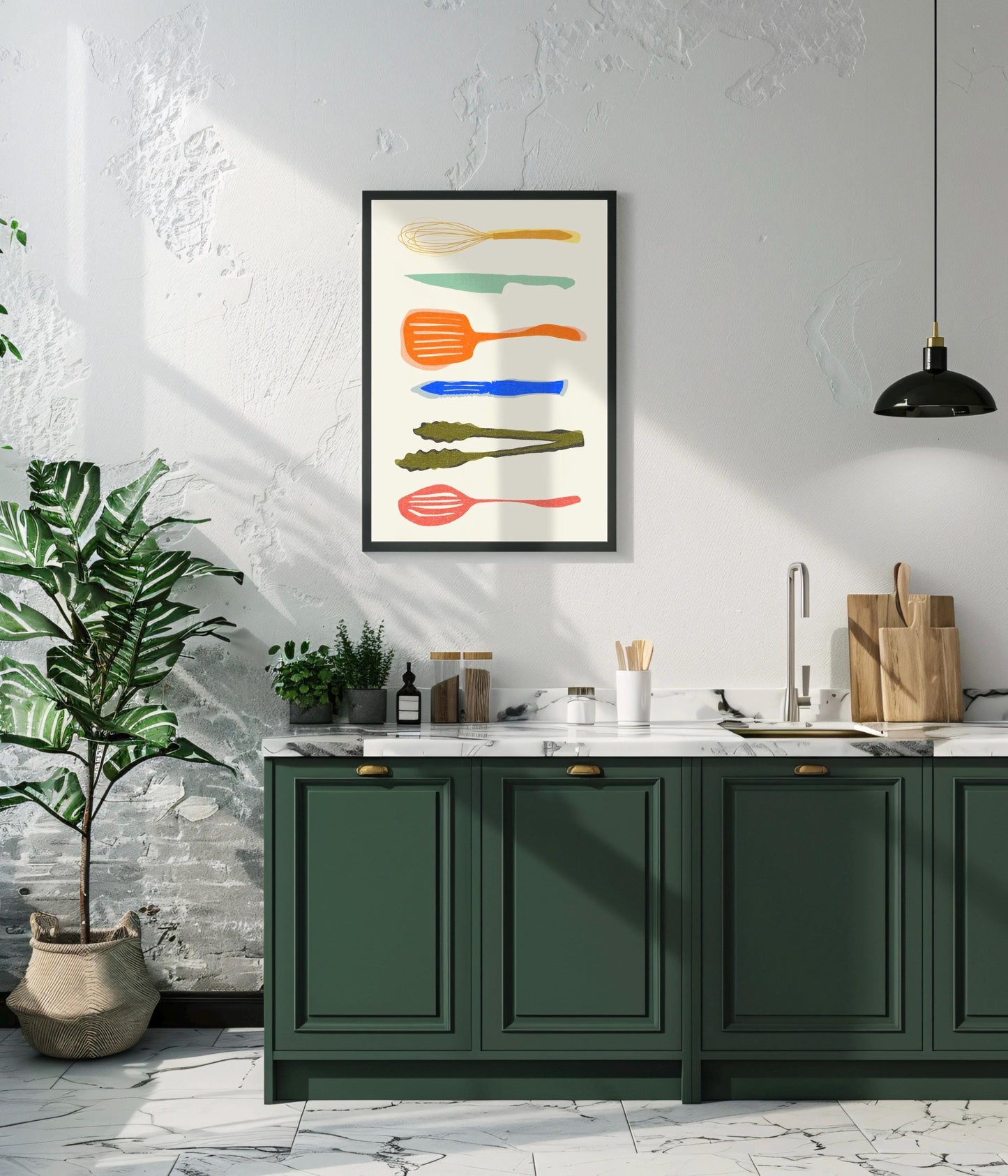 Retro Kitchen Utensils Art Print: Foodie Wall Decor