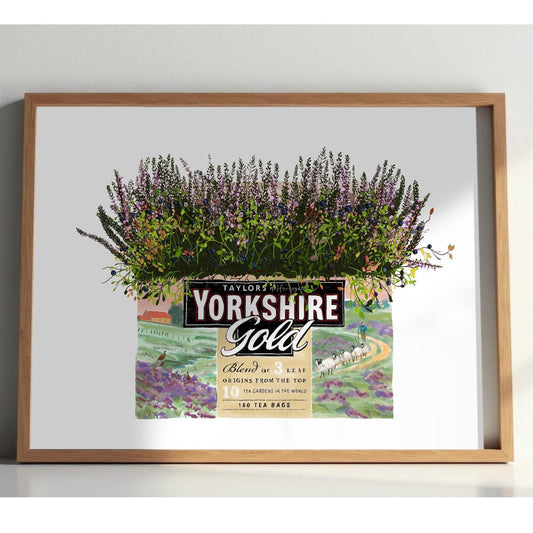 Yorkshire Gold Tea Art Print: Heather and Bibury Flowers