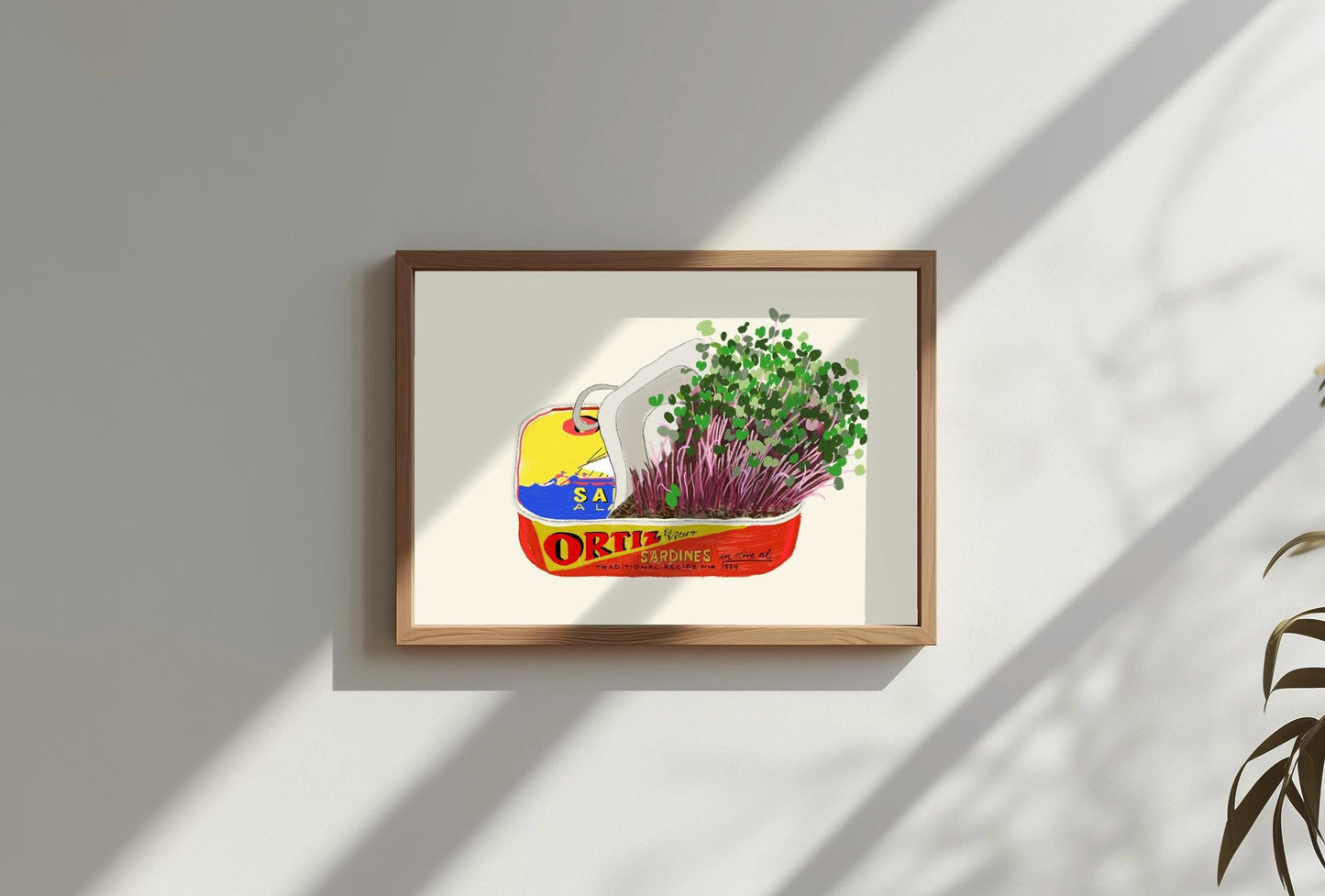 Sardine Tin Microgreen Art Print: Retro Kitchen Wall Decor