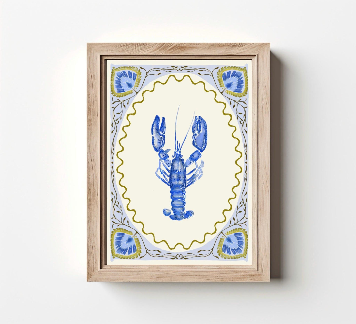 Scandi Coastal Prints - Set of three: Watercolour Oyster, Coral and Lobster illustration