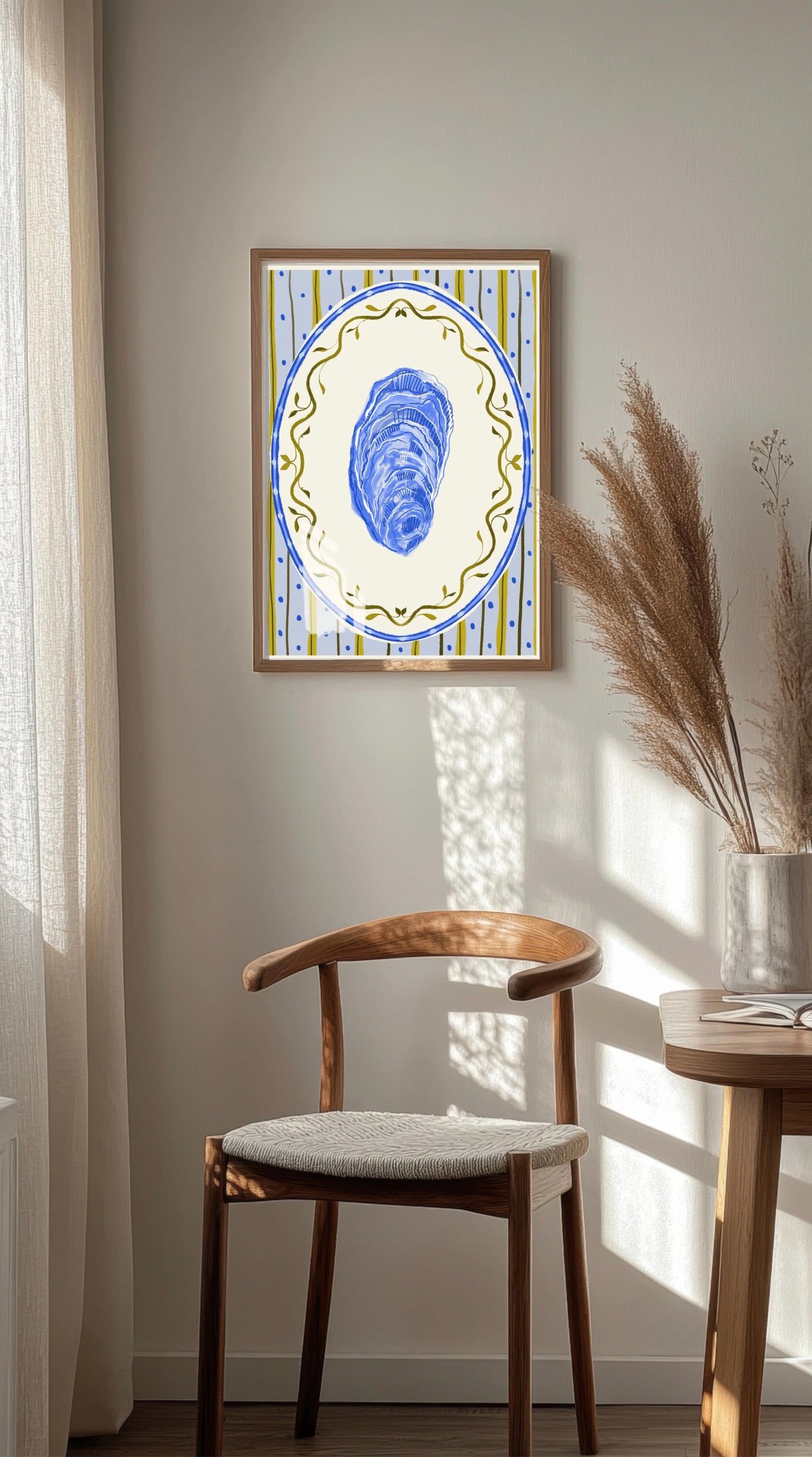 Scandi Coastal Prints - Set of three: Watercolour Oyster, Coral and Lobster illustration