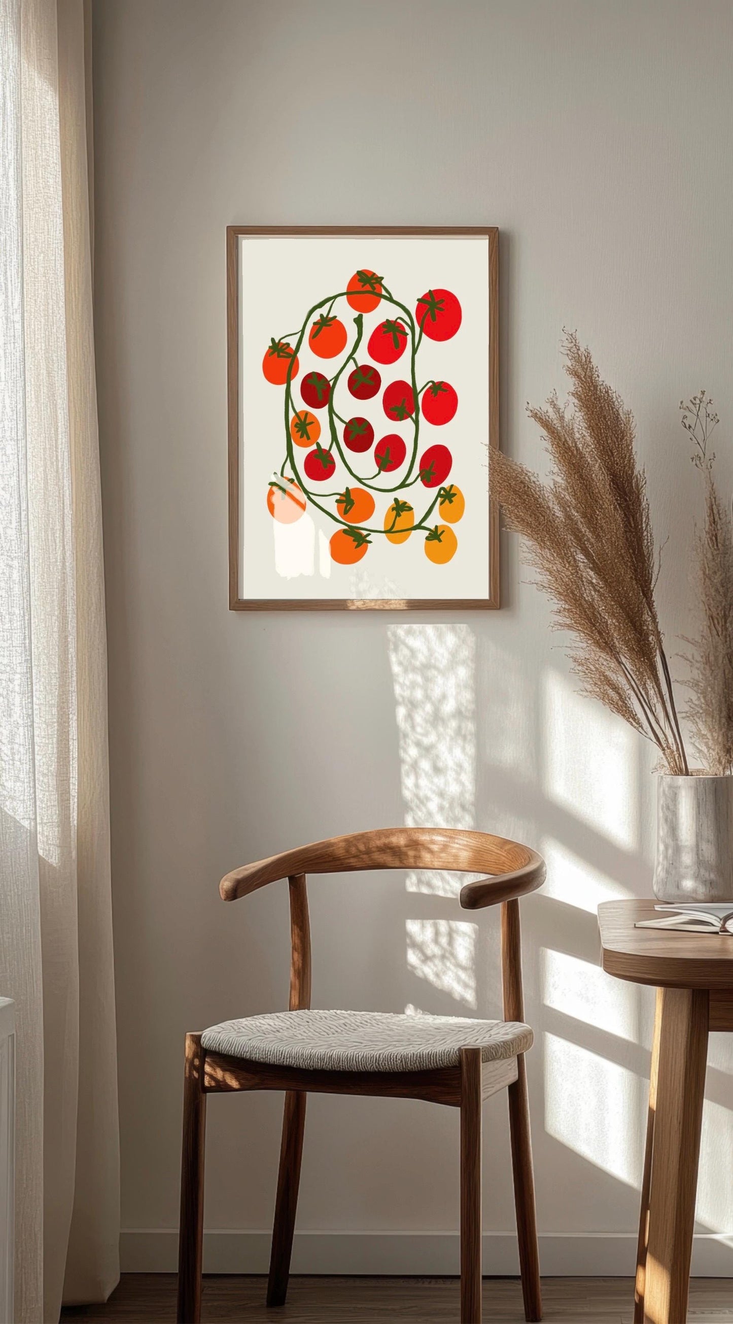 Tomato Vine Kitchen Print: Retro Foodie Wall Art