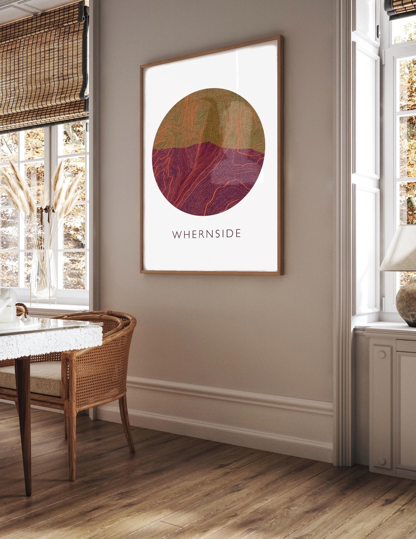 Yorkshire Three Peaks Whernside Topography Silhouette | Hiking | Outdoors | Nature | Yorkshire print