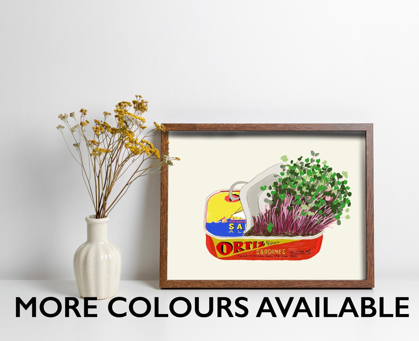 Sardine Tin Microgreen Art Print: Retro Kitchen Wall Decor