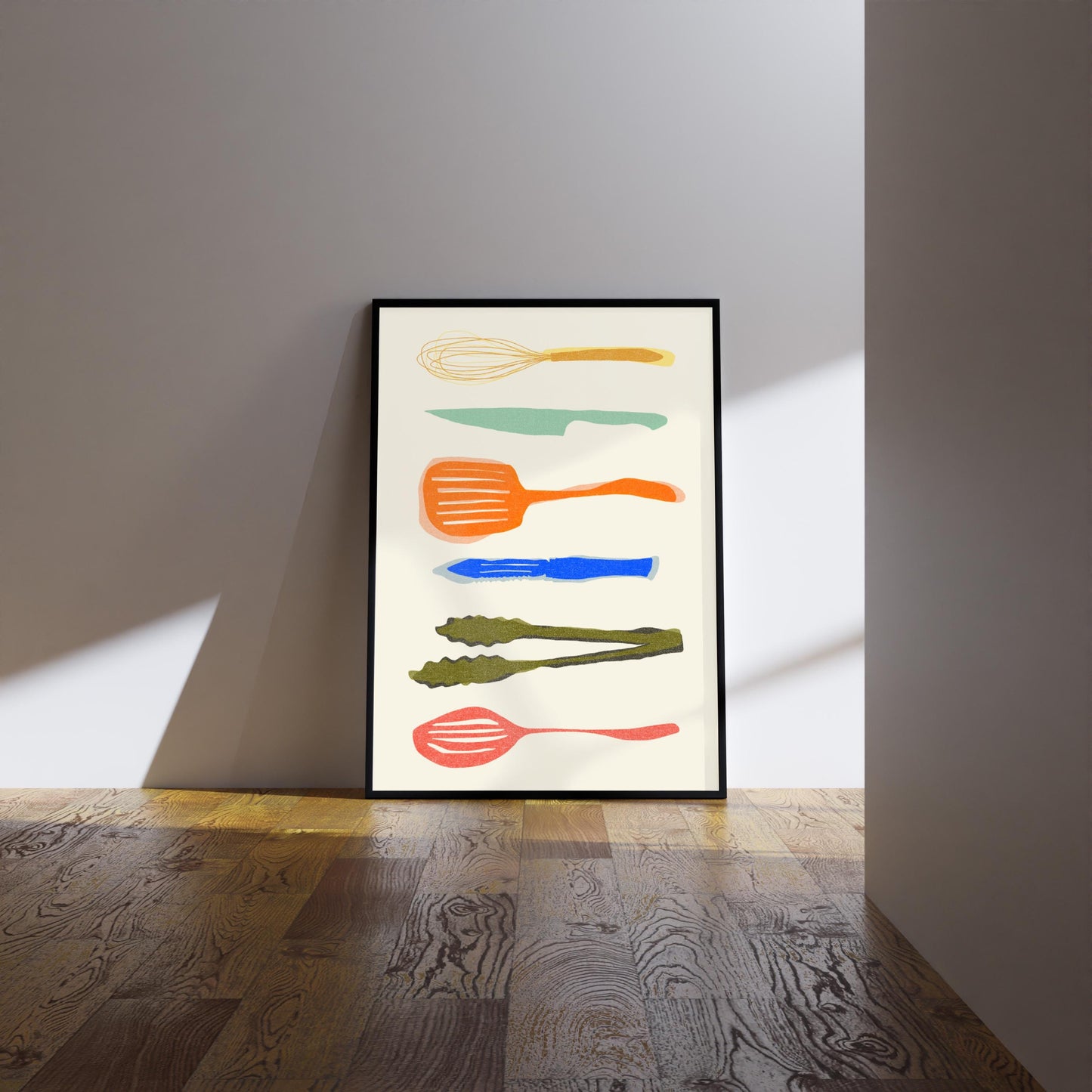 Retro Kitchen Utensils Art Print: Foodie Wall Decor