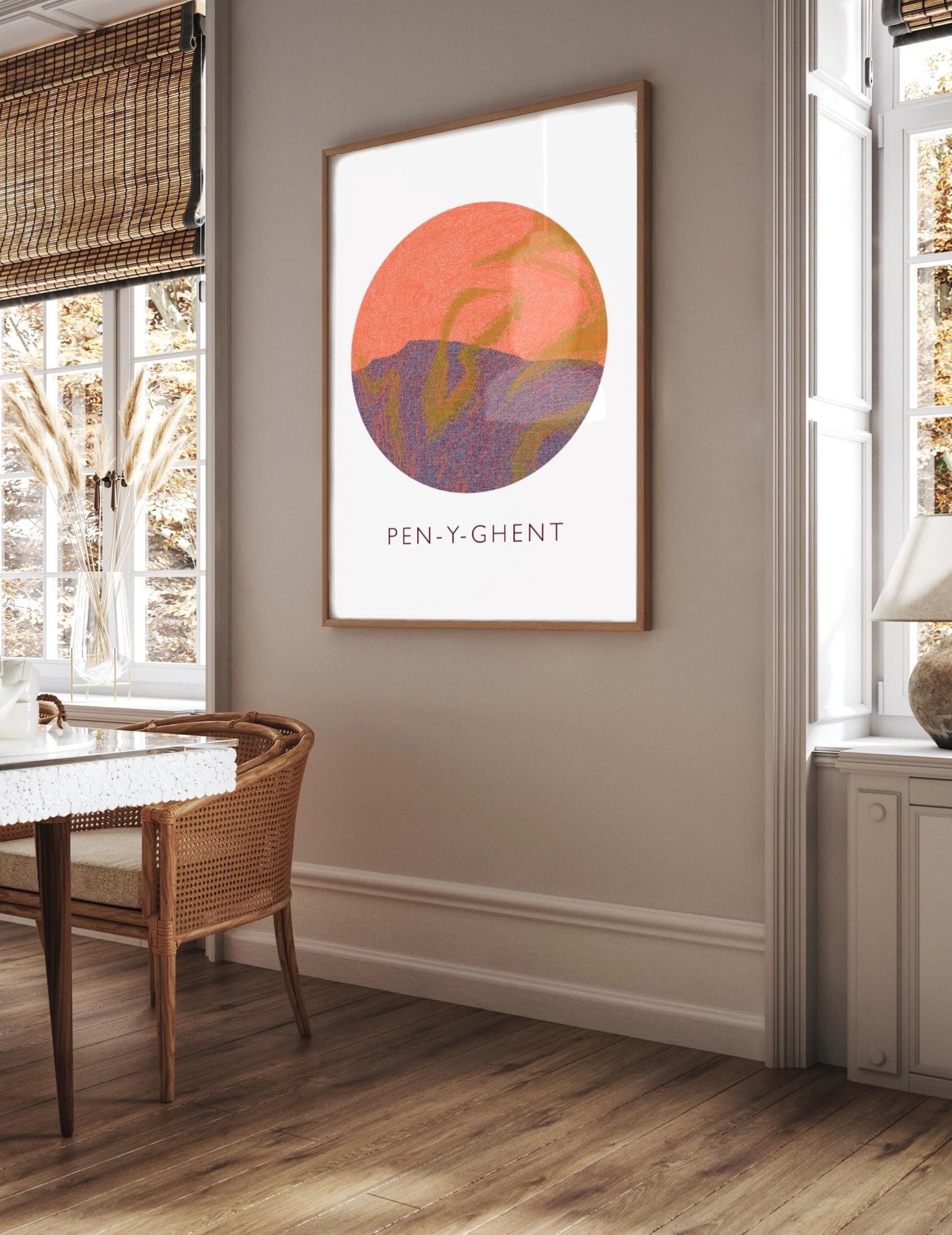 Yorkshire Three Peaks Pen-y-Ghent Topography Silhouette | Hiking | Outdoors | Nature | Yorkshire print