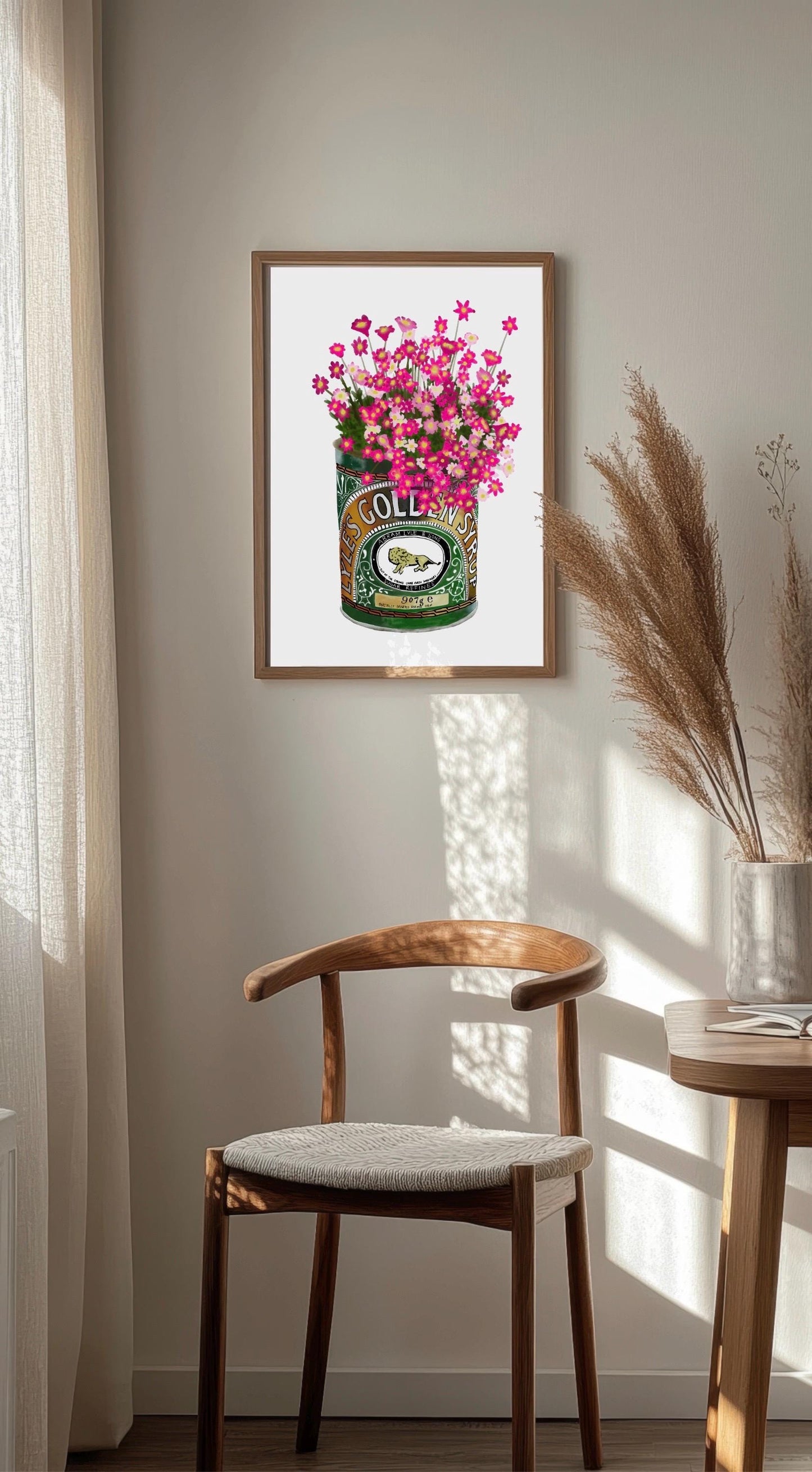Flower Art Print: Golden Syrup Tin, Foodie Kitchen Decor, Gardener, Wall Art Poster